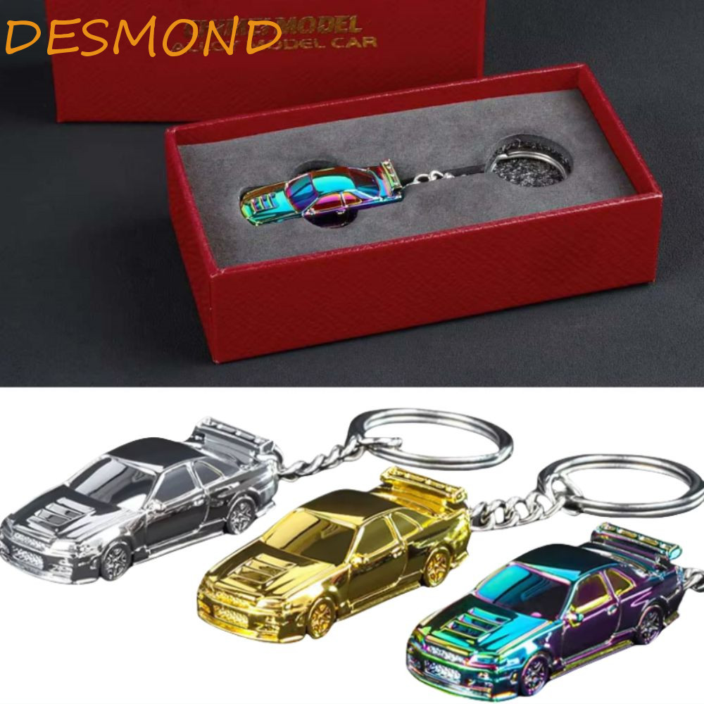 DESMOND RS7 พวงกุญแจรถ,เครื่องประดับของขวัญElectroplating GTR-R34 พวงกุญแจ,แฟชั่น 1:64 Scaleวัสดุจํา