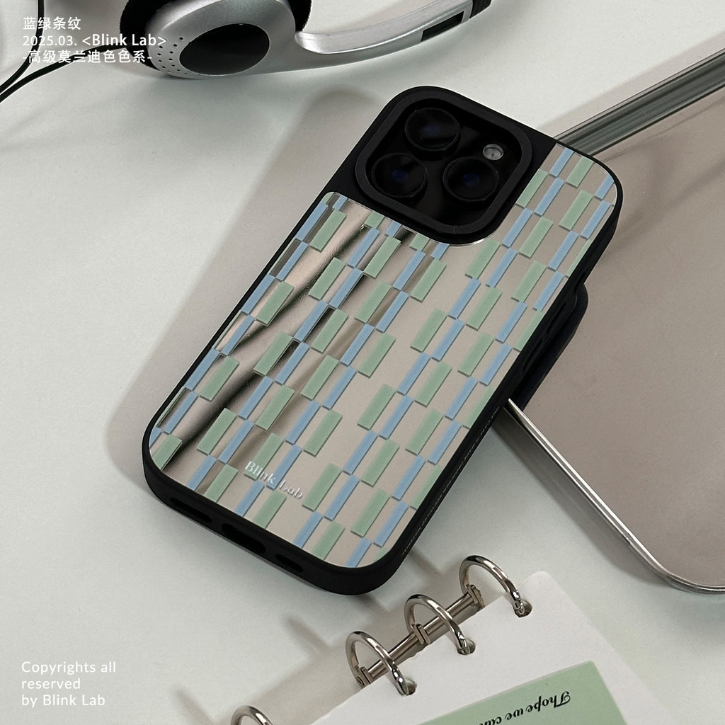 Sky Blue Green Stripes เคสโทรศัพท์ Drop-Resistant สําหรับ iPhone 18 18Pro 18ProMax 16Promax 15Promax 11 12 13 15plus 16e