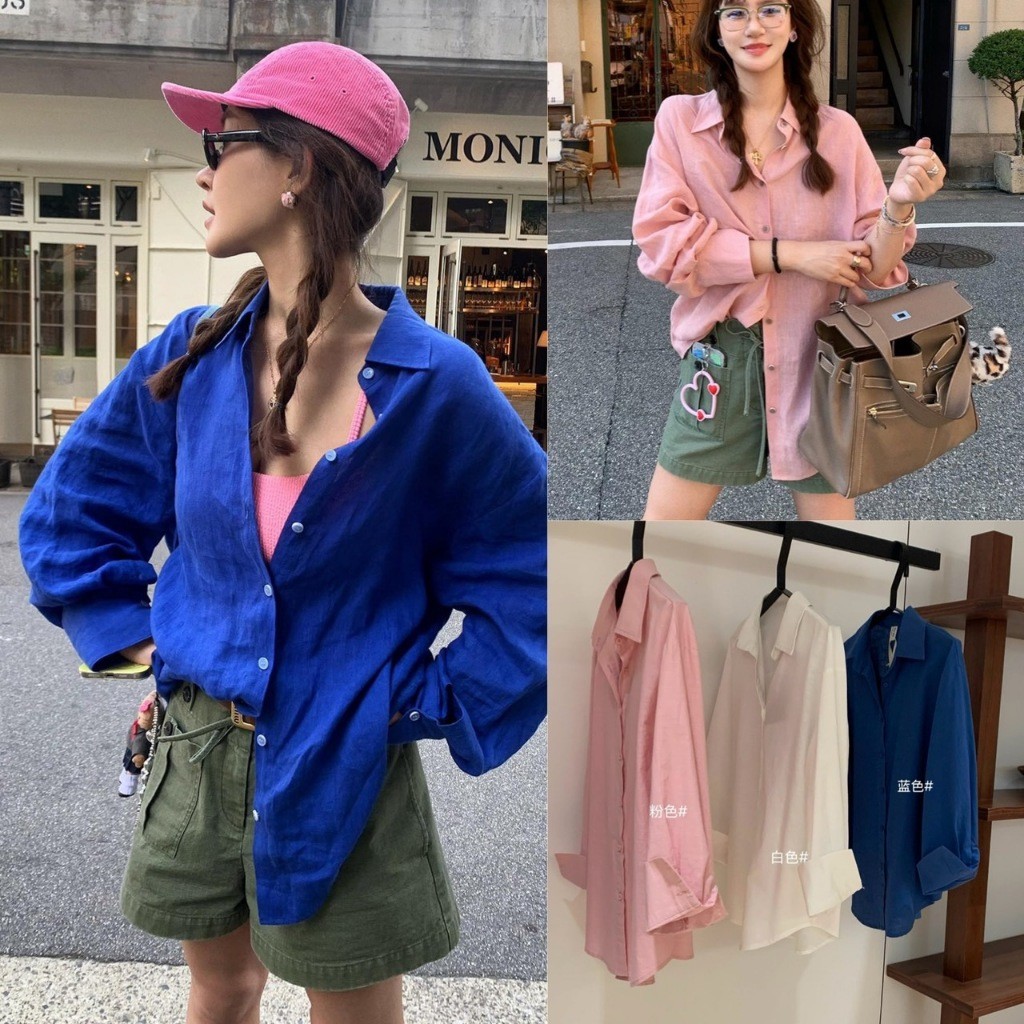 🧡🧵 🇰🇷 W6997 เสื้อเชิ้ตคอปกแขนยาว งานเรียบ แต่สีสวย ผ้าดีมากๆค่า แฟชั่นเกาหลี TAG WG.WE 🧵🧡