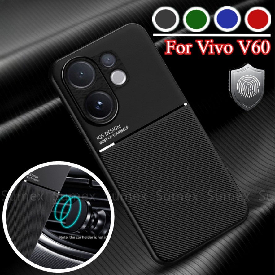 สําหรับ Vivo V60 V2511 5G 5G เคสโทรศัพท์ Matte หนัง Soft TPU ปลอกซิลิโคนกันกระแทกรถเรียบง่ายผู้ถือแม
