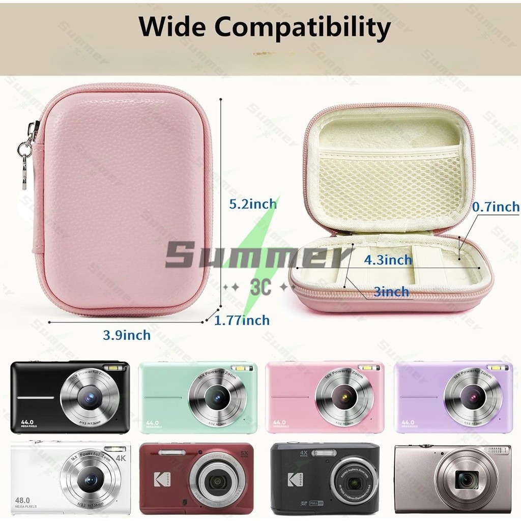 กระเป๋าใส่กล้องดิจิตอลสำหรับกล้องมินิ กล้อง CCD พร้อมฝาปิดสำหรับเดินทาง พร้อมช่องตาข่ายสำหรับใส่อุปกรณ์เสริมและการ์ด SD