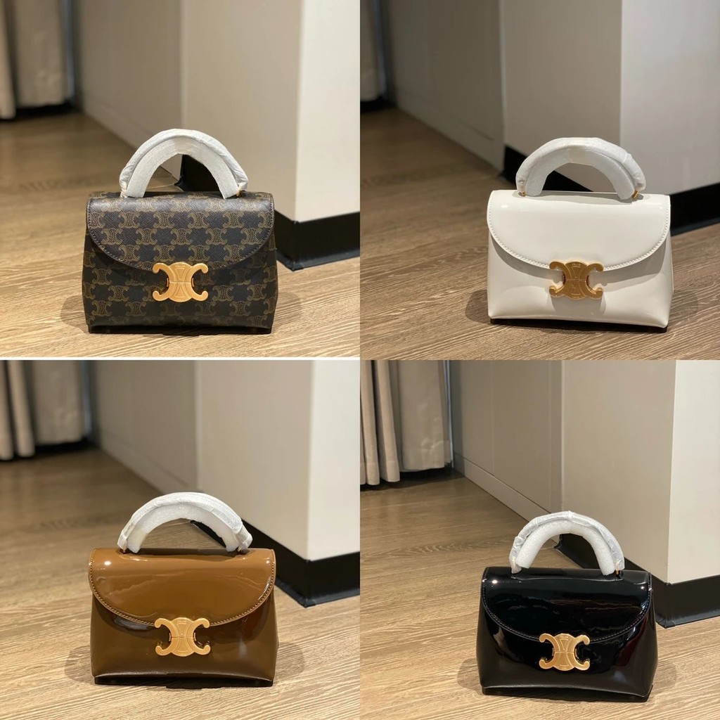 Celine สไตล์ใหม่ ของแท้ Retro กระเป๋า Messenger ทรงสี่เหลี่ยมเล็กQC8U