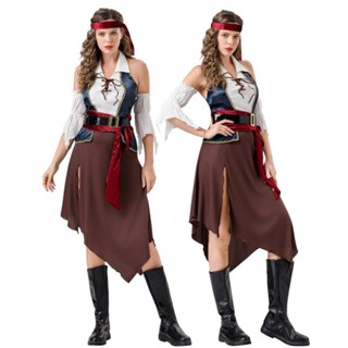 NEW8789 ชุดโจรสลัด โจรสลัดหญิงผ้าคาดสีแดง Caribbean Pirate 🚚…