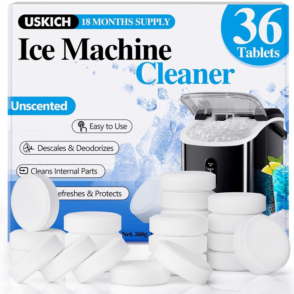 USKICH Ice Machine Cleaner Descaler Tablets-36Pack Ice Maker Cleaner ใช้งานร่วมกับ Frigidaire, Opal,
