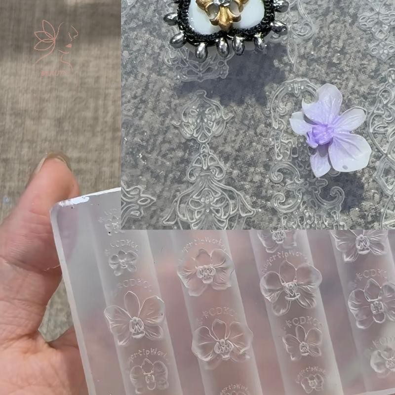 [maybeauty] 3D Phalaenopsis ดอกไม้ซิลิโคนเล็บแม่พิมพ์ DIY Sweet Orchid ดอกไม้ออกแบบเล็บแม่แบบแกะสลักเล็บเครื่องมือแม่พิมพ์ {TH}