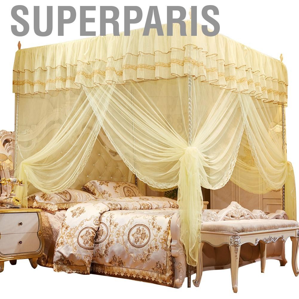 Superparis Superparis-th Wifehelper Mosquito Net Luxury Princess สามด้านเปิดโพสต์เตียงม่านเตียงตาข่า