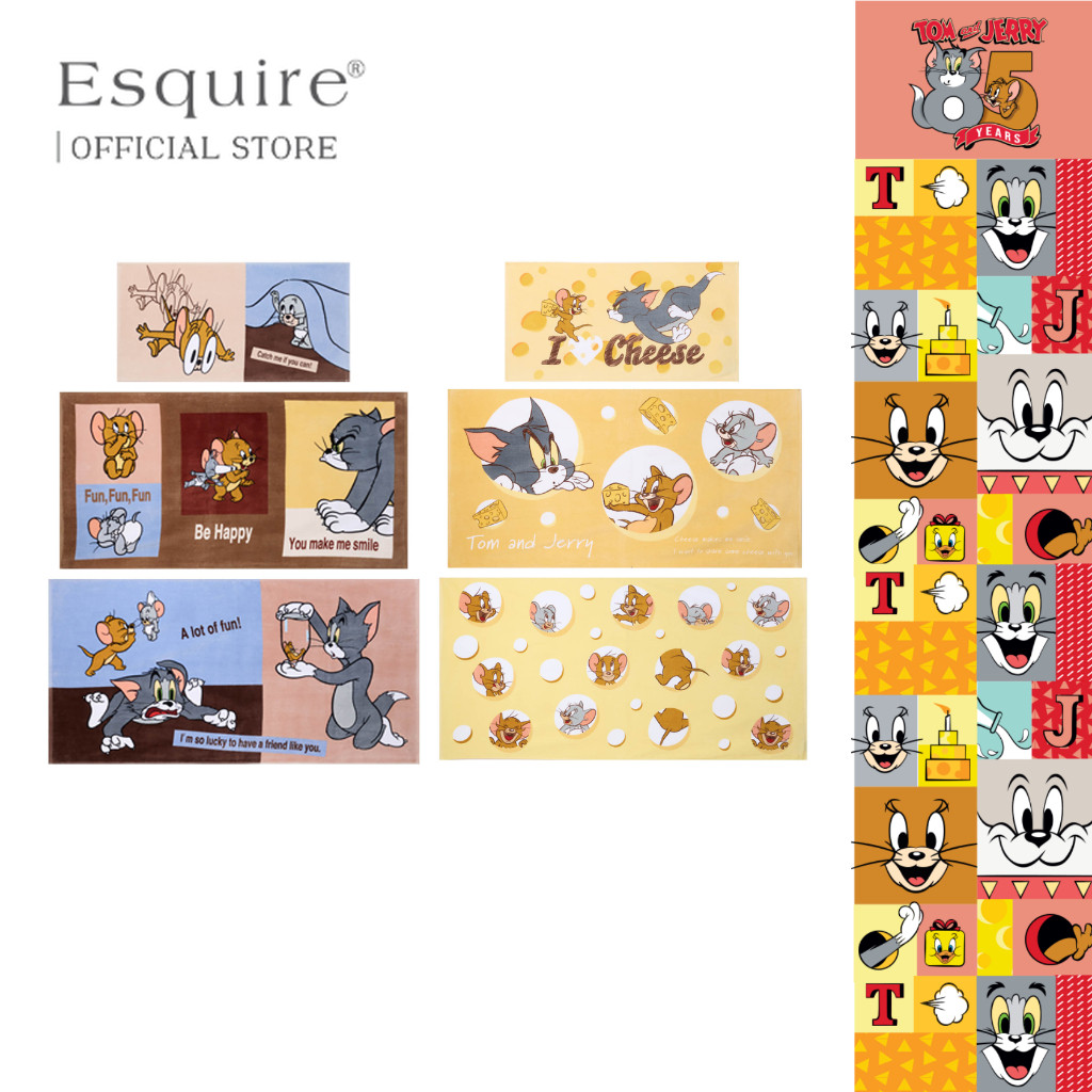 Esquire ผ้าขนหนู ลาย Tom and Jerry collection ลิขสิทธิ์แท้ ผ้าฝ้ายเช็ดตัวคอตตอน 100%