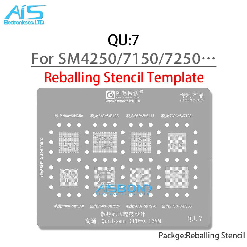 Amaoe QU5 QU7 BGA ลายฉลุ Reballing สําหรับ SDM845 SM8150 SDM670 MSM8917 SM4250 SM6125 SM6115 SM7125 