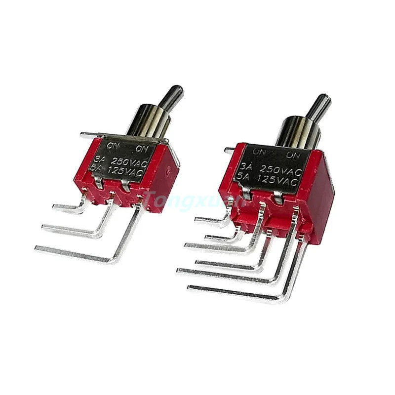 2 ชิ้น SH T80-T 3/6 Pins SPDT DPDT บน 2 ตําแหน่งแนวตั้งมุมขวา PCB Mount Mini Toggle สวิทช์