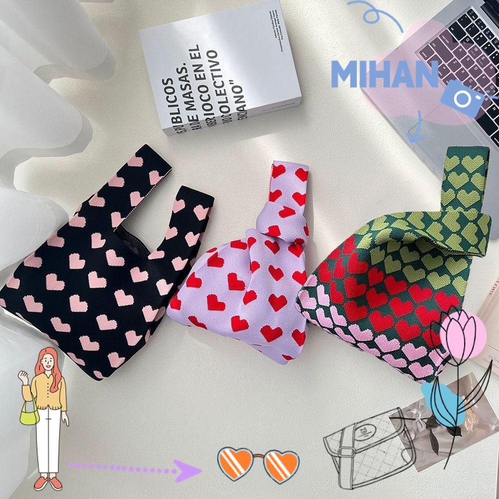 MIHAN กระเป๋าถือถักผู้หญิงสาว Niche Design Mini Knot Wrist Bag