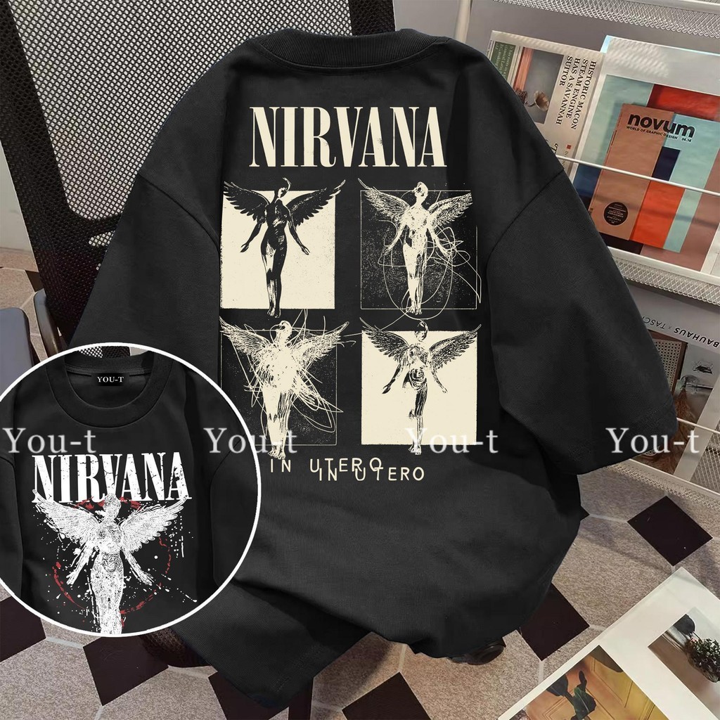 Top.street เสื้อยืด oversize ลายพิมพ์ทันสมัย ผ้าCotton 100% แขนสั้น สบายและนุ่ม สไตล์เกาหลี 'NIRVANA'