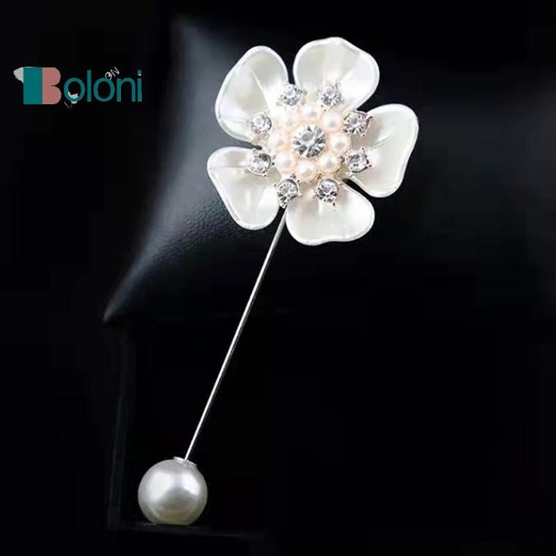 [Boloni] เข็มกลัดดอกไม้ดอกเคมีเลียมุกเทียมสําหรับผู้หญิงดอกไม้สีขาวกลีบช่อดอกไม้เข็มยาวเสื้อคอปกของขวัญหมุดปกใหม่ - รูปที่ 7