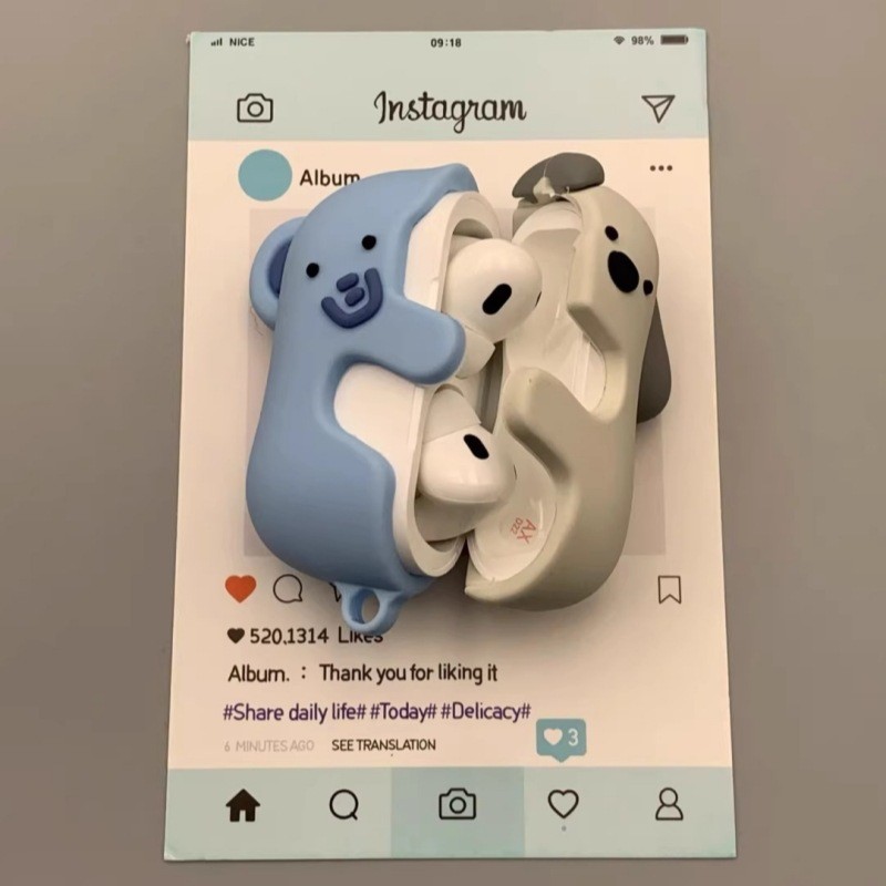 < Happy Cute Baby Stack > ขายร้อนลดเสียงรบกวนสไตล์ใหม่ AirPods1/2Airpod สนุกสามมิติ Hug Puppy Baby E