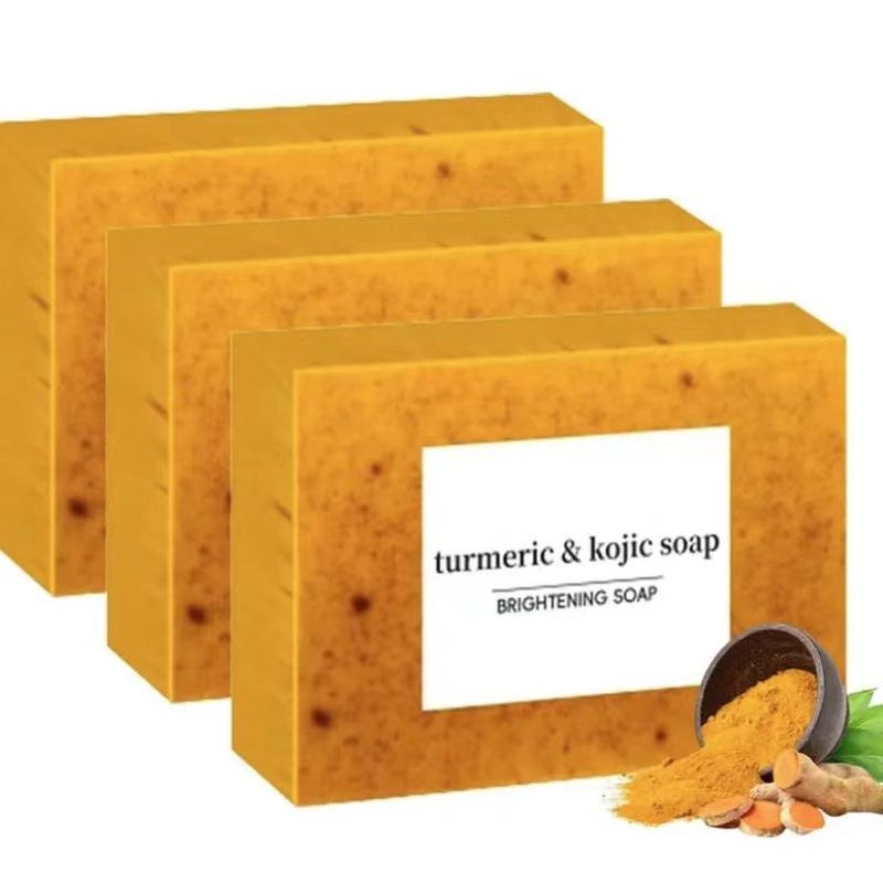 3PCS Lemon Turmeric KojicAcid Soap, Turmeric & Kojic Acid Brightening Soap, DarkSpot Remover, Kojic 