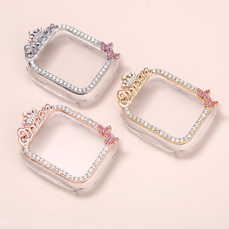เคสป้องกัน Apple Watch Series 11/10/9/8/7/6 Bling Crown Rhinestone สําหรับ 41/45/40/44/42/46 มม. กันรอยขีดข่วน กรอบกันชนผู้หญิง