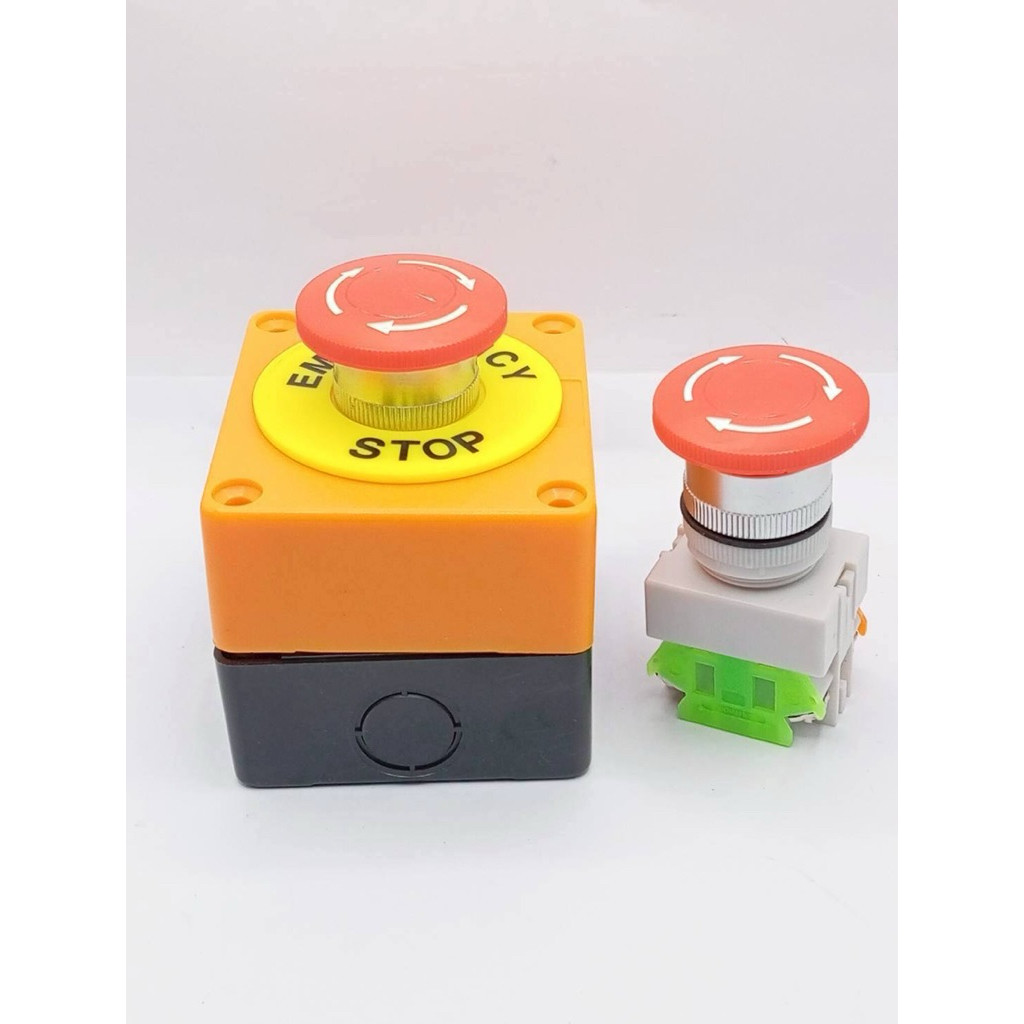 ส่งใวในวัน Emergency Switch box อีเมอเจนซี่สวิทซ์ ปุ่มฉุกเฉิน Push Button Switch 22mm   ป้าย เนมเพลท