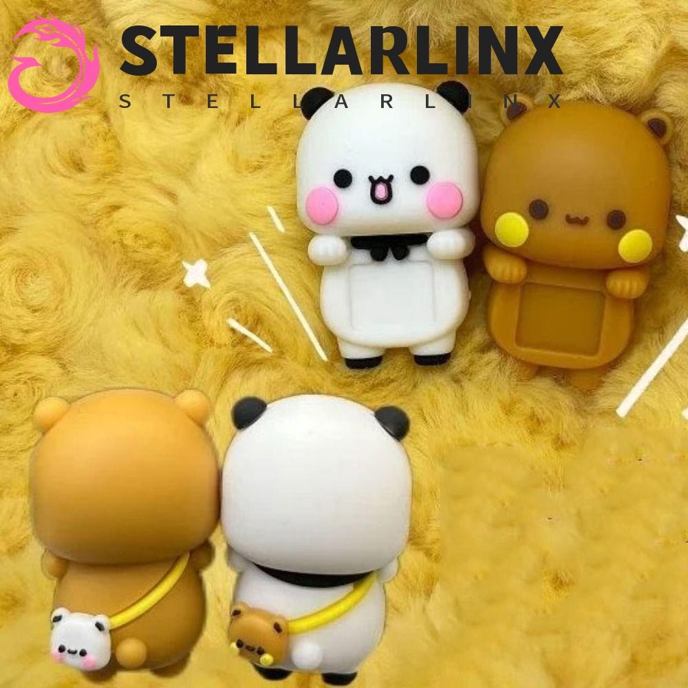 STELLARLINX 1 PC/2pcs Yier Bubu โทรศัพท์มือถือเครื่องประดับ,เดสก์ท็อปคอมพิวเตอร์จอแสดงผล Panda Bubu และ Yier ของเล่นตุ๊กตา, Kawaii การ์ตูน 2 ชิ้น Yier Bubu อะนิเมะรูป