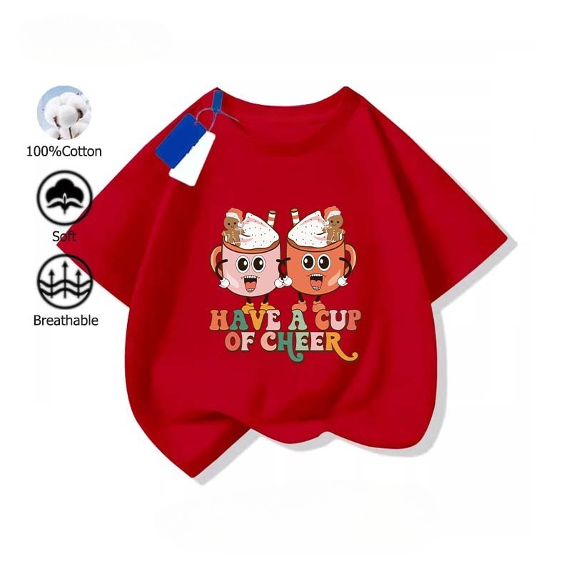 Yout-children เสื้อเด็ก เสื้อคอกลม ใส่สบาย cotton ลายพิมพ์แฟชั่น 2-9 ขวบ เด็ก 'CHEER'