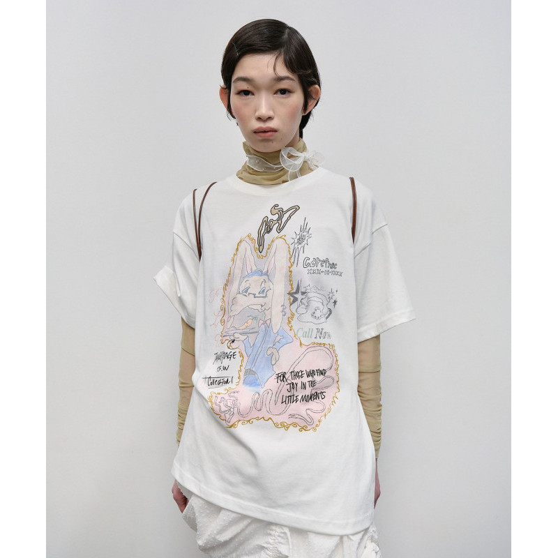 Rabbit Ruched Top [White]