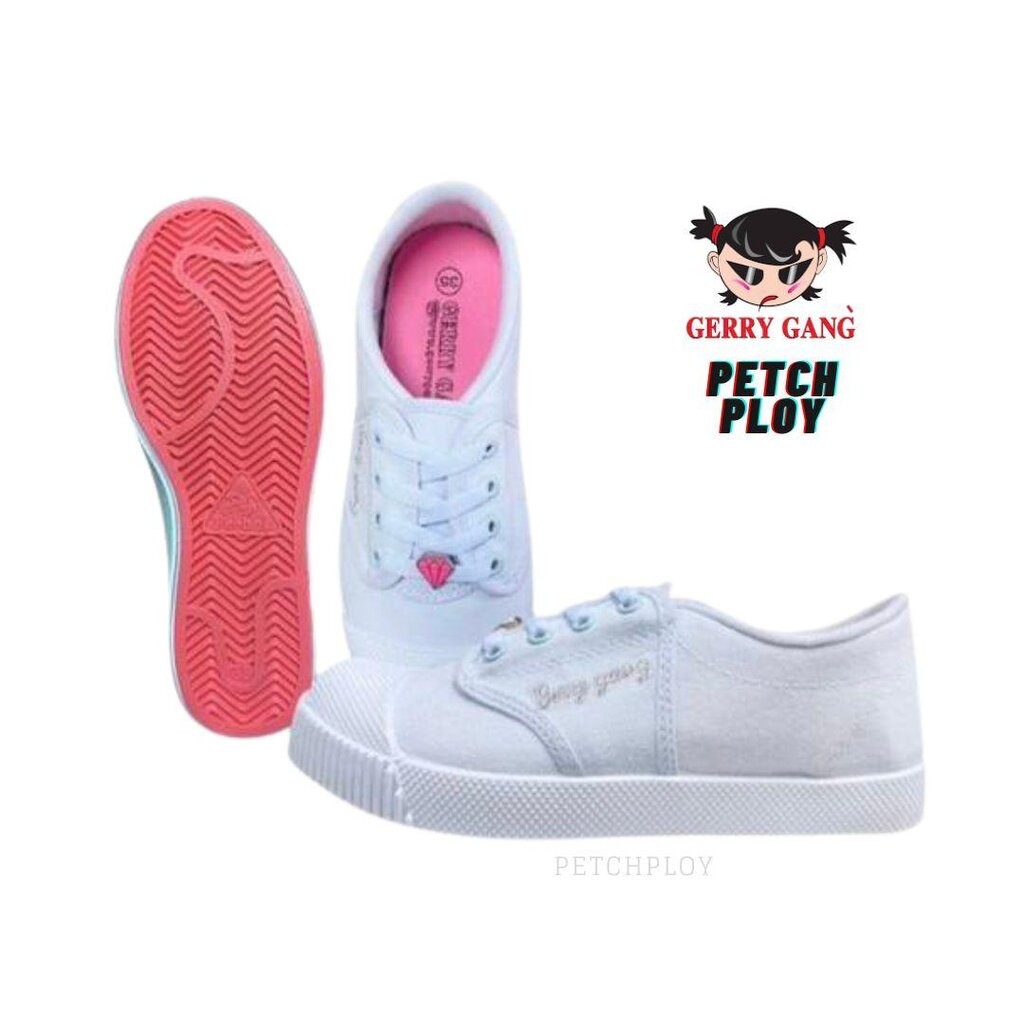 Gerry Gang รุ่น PK888 รองเท้าผ้าใบนักเรียน สีขาวล้วน รหัส 888