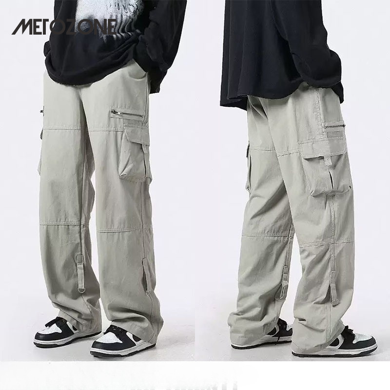 MeTozone กางเกงคาร์โก้ฤดูร้อน 6 กระเป๋าและขากว้าง