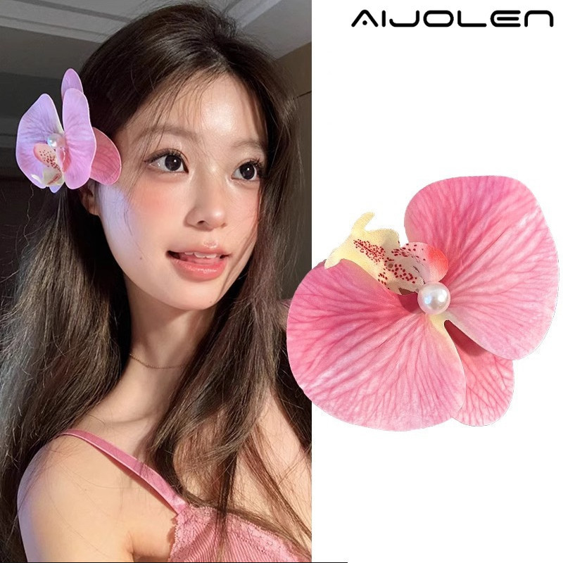 [ส่งจากประเทศไทย] ‌5 ชิ้น/เซต กล่องคลิปผมดอกจอมเทียมเทียมดอกไม้ลูกปุ๋มคลิปข้างผมสำหรับผู้หญิง สไตล์พักผ่อนชายหาด