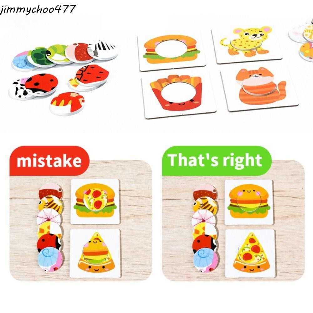 JIMMYCHOO Kids Wooden Matching Toys, Paper Animal Pattern 3D Puzzle Board Game, Educational Learning
