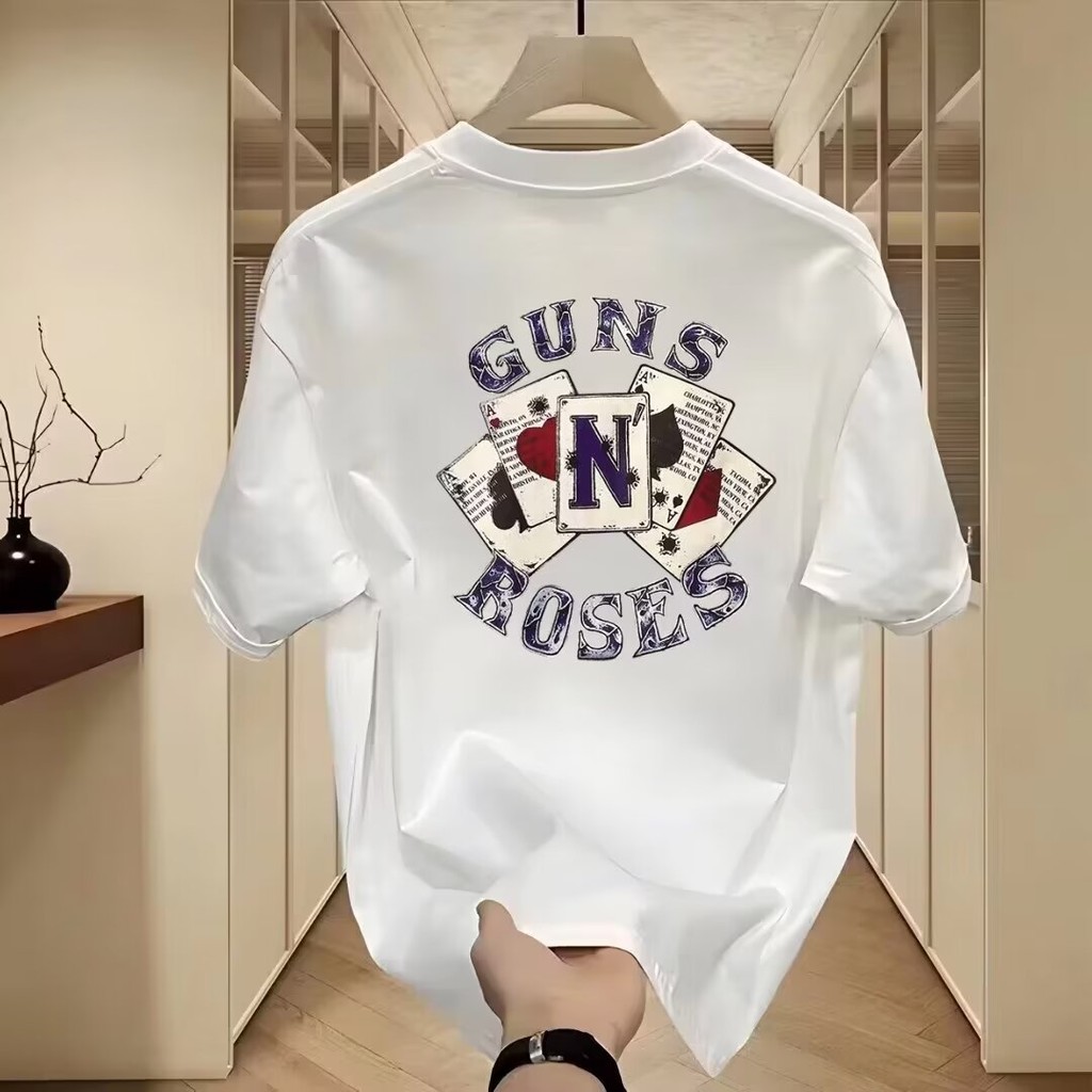 2025 NEW 2025 Guns N' Roses Guns N' Roses Rock Band Short Sleeve Unisex Playing Card Print Rock Half