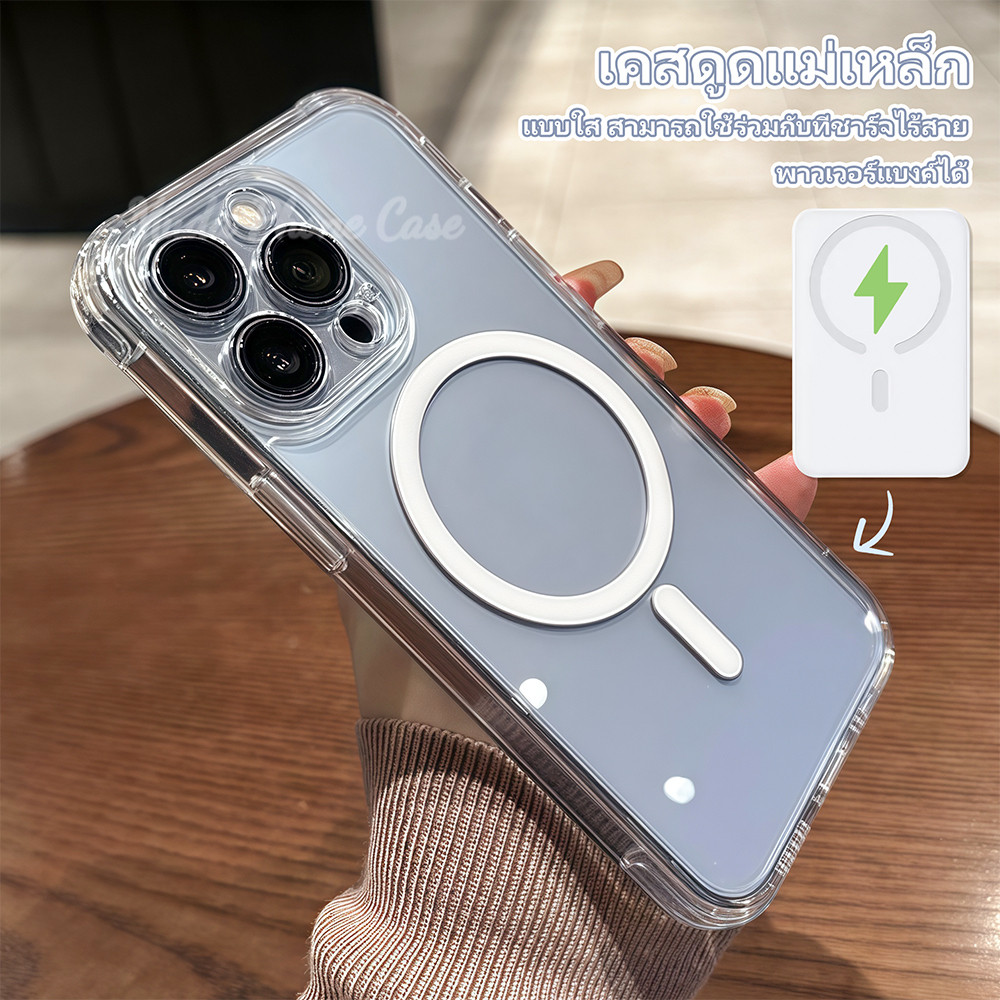 Magnetic เคสมือถือสำหรับไอโฟน ป้องกันการชนกัน ป้องกันการตก case for iPhone 11pro 13plus 15 14 12 16 ProMax XS XR 7 8