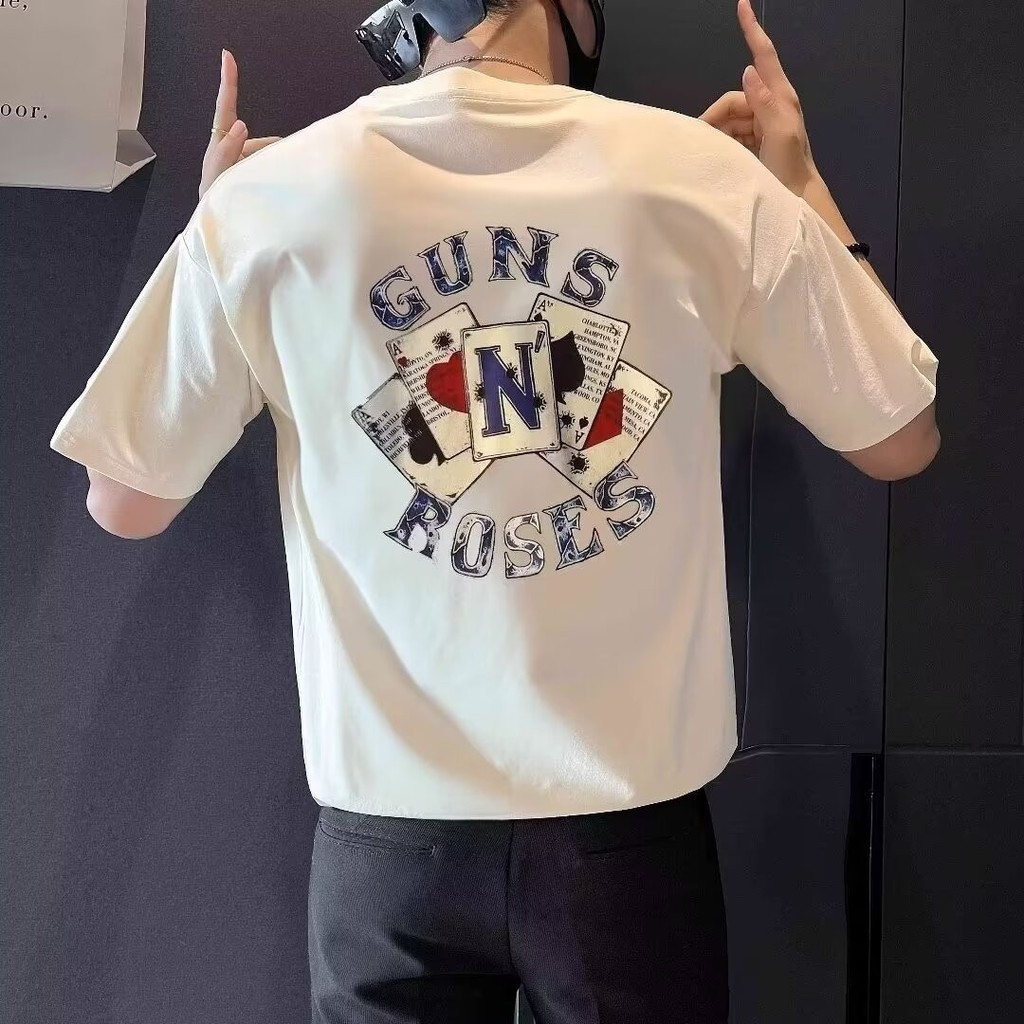 COD 2025 Men's Short Sleeve T-Shirt Trendy Brand Summer 2024 New Poker Print Short Sleeve Trendy Ins