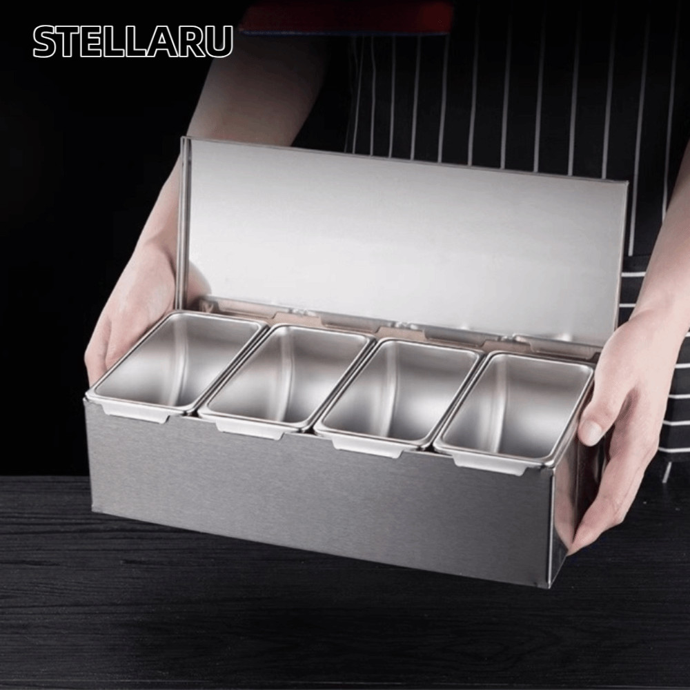 สเตลล่ารู กล่องปรุงรส,สแตนเลสที่มีฝาปิดภาชนะปรุงรส,หนาทําความสะอาดง่าย3/4/5/6 ใจ น้ําปลาครัวชิ้นกล่องเก็บครัวเรือน