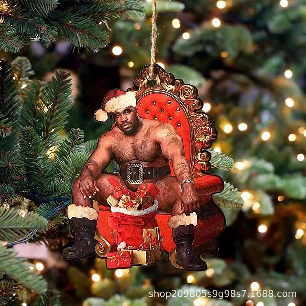 Barry Santa Christmas Straw 2025 Christmas Fun จี้ไม้อะคริลิค 7SU7