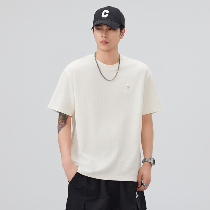 COD 20252025 Men's Summer New Washed Distressed Loose Round Neck Short Sleeve T-Shirt new23 RM7V