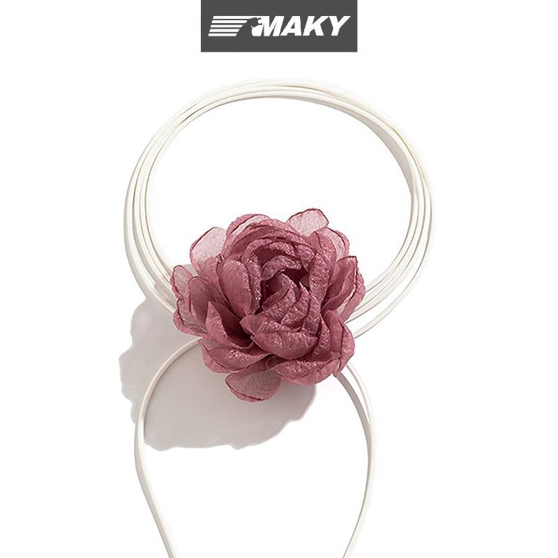 Llph สร้อยคอโชคเกอร์ ผ้าปุย ลูกไม้ ดอกไม้ สําหรับผู้หญิง อินเทรนด์ สง่างาม เชือกผูกยาว บนปกเสื้อ เคร