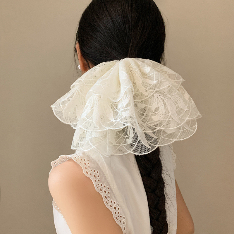 2025 ลูกไม้สีขาว Scrunchy Hair Tie ผู้หญิง