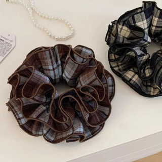 Four-Layer Seaming ลายสก๊อตจีบ Scrunchy แหวนผม High-End Ball ผมเชือก All-Match หัวดอกไม้หัวเชือก