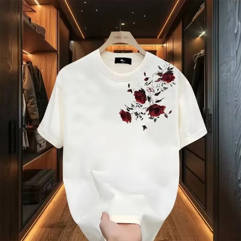 2025 NEW American Style Cool Heavyweight Summer Short Sleeve T-Shirt Men's High-End Trendy Loose Plu