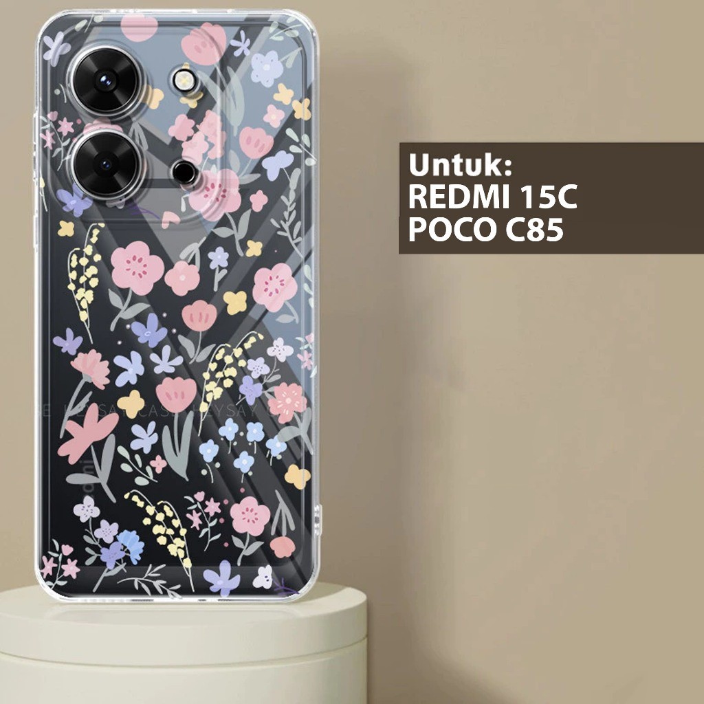 พรีเมี่ยม GLOSSY CLEARCASE COMPATIBLE SOFTCASE CASING สําหรับ REDMI 15C และ POCO C85 4G / 5G MOTIF P