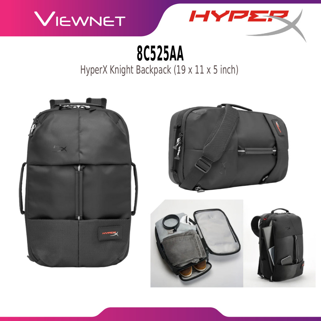 HYPER-X HYPERX KNIGHT BACKPACK WITH DURABLE & WEATHER RESISTANT, CLASSIC HYPERX STYLING, 4 ZIPPER PO