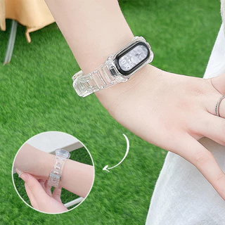 สายรัดกรณีโปร่งใส TPU อ่อน for Xiaomi Mi Band 10 9 8 ปกป้องหน้าจอ สายรัดข้อมือวงเข็มขัด for Smartwatc Mi Band 10 9 8 NFC