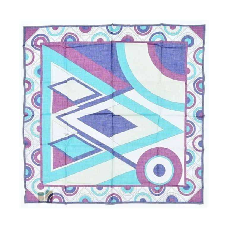 Emilio Pucci Scarf Women White purple blue overall pattern Direct from Japan Secondhand