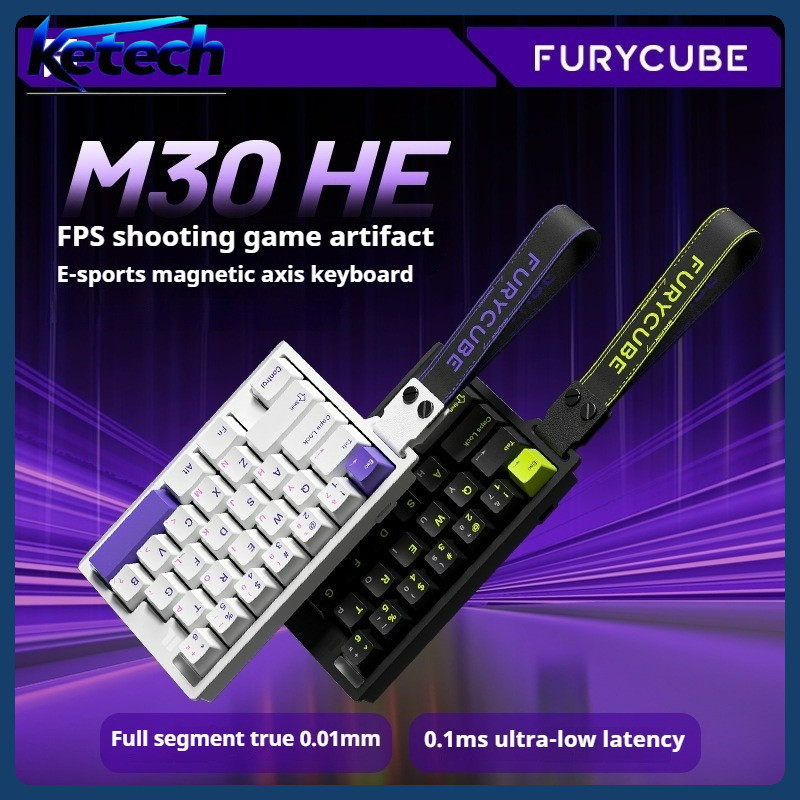 FURYCUBE M30HE 8K Magnetic Switch Keyboard 0.1ms Low Latency, การปรับ RT 0.01 มม. และการออกแบบมือเดี