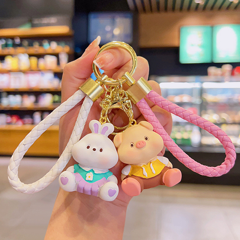 Dudu Face Animal Party น่ารักพวงกุญแจจี้การ์ตูน ins พวงกุญแจรถ Creative กระเป๋านักเรียนจี้