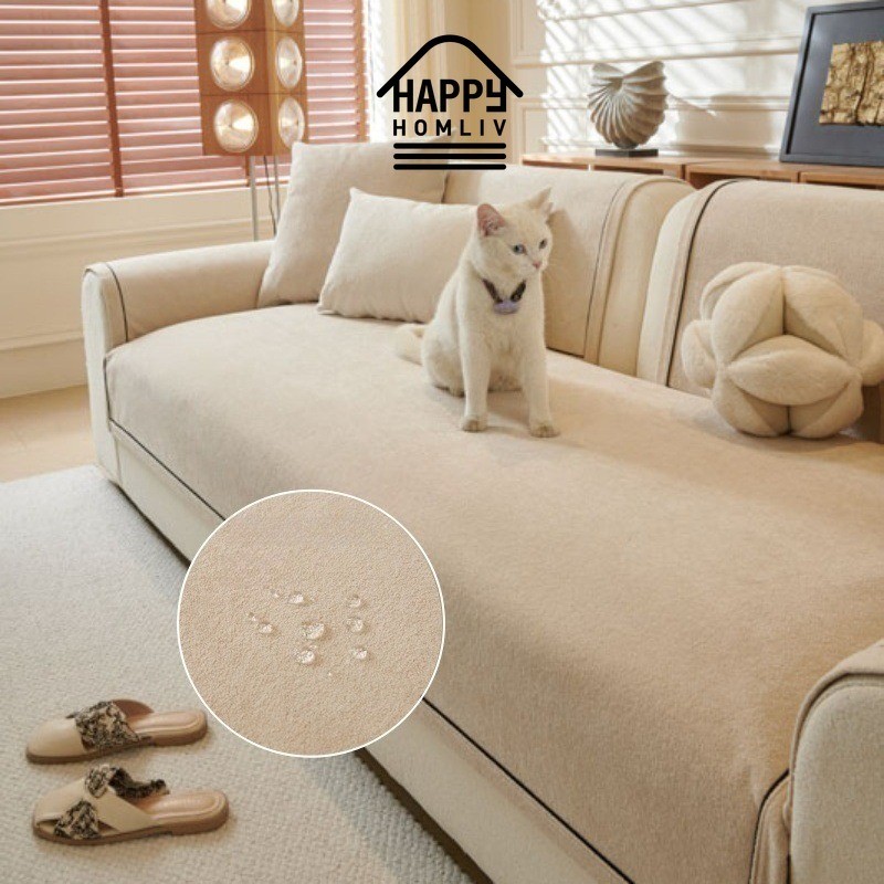 HAPPY HOMLIV เบาะโซฟาตุ๊กตากันน้ํา Anti-Pet โซฟาฝาครอบป้องกัน