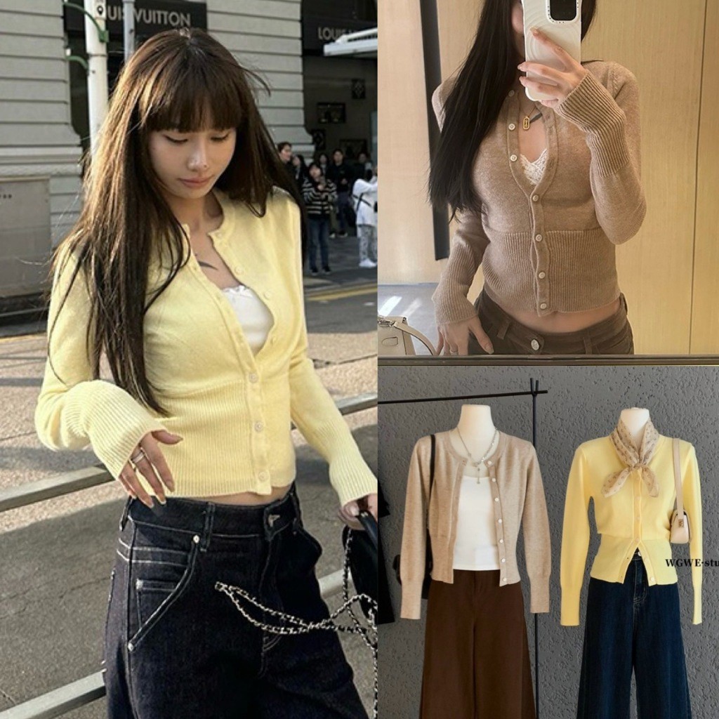 🧡🧵 🇰🇷 W7153 เสื้อคลุมคาดิแกน สีสวยละมุนน่ารัก ผ้านิ่มใส่สบาย ใส่เที่ยวใส่ทำงานได้หมดเลยค่า  ผ้าแฟชั่นเกาหลี TAG WG.WE 🧵🧡