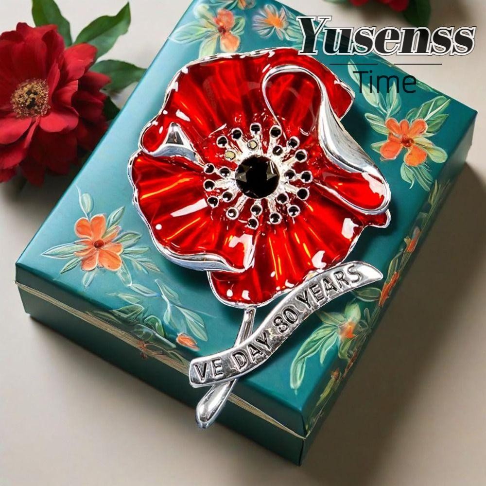 YUSENSS เข็มกลัด Remembrance, VE Day 80th Anniversary เข็มกลัดป้ายแดง, แฟชั่นหมุดอาหารสําหรับ Unisex