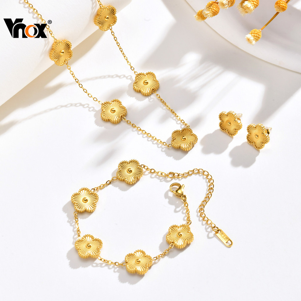 VNOX วีน็อกซ์ ชุดเครื่องประดับสแตนเลสลายดอกไม้ สำหรับโอกาสพิเศษ เช่น คริสต์มาส วันเกิด เป็นของขวัญให้คุณแม่ ภรรยา ลูกสาว