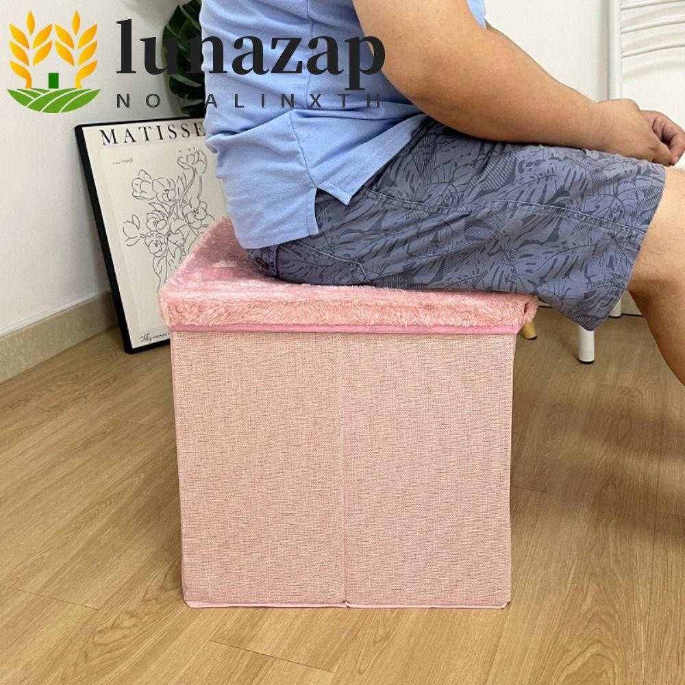 LUNAZAP Storage Ottoman, วัสดุกํามะหยี่อเนกประสงค์ที่นั่งพับได้ Ottoman, พับประหยัดพื้นที่การออกแบบพ