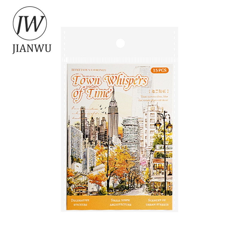 JIANWU Small Town Time Series Vintage House Tree ภูมิทัศน์วัสดุ Collage PET สติกเกอร์ Creative DIY Journal เครื่องเขียน - รูปที่ 3