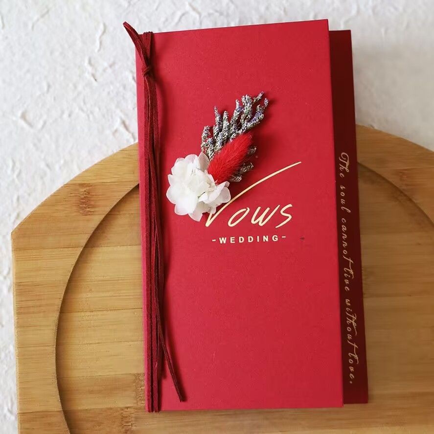 [คําแนะนําขายร้อน] การ์ด Vow แต่งงาน Premium Vow Declaration Book เจ้าสาวสีแดงสไตล์เกาหลีคู่สดของ Vo